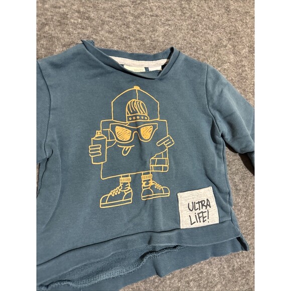 Zara Baby Boy Children's Long Sleeve Sweatshirt Print Blue 9/12 Months - Picture 3 of 7